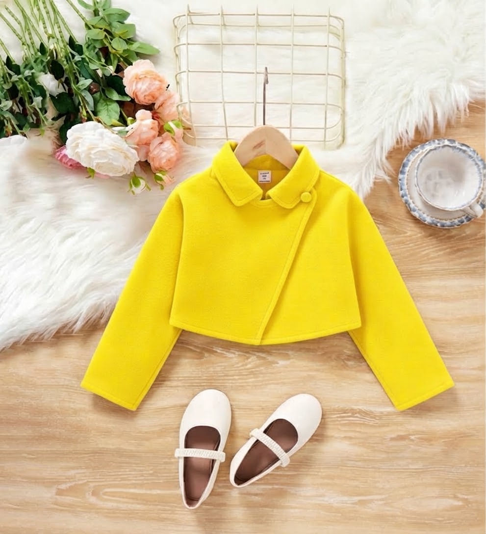 Yellow Cross Button Jacket for Kids