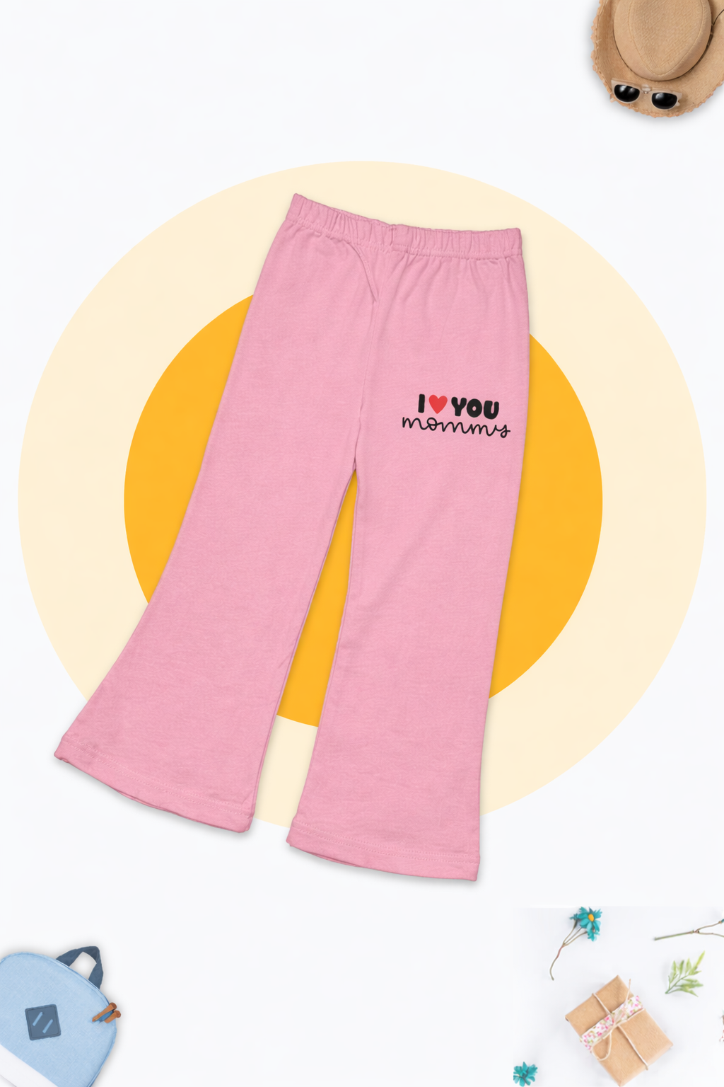 I Love Mommy Pink Summer Flapper Trouser for Kids