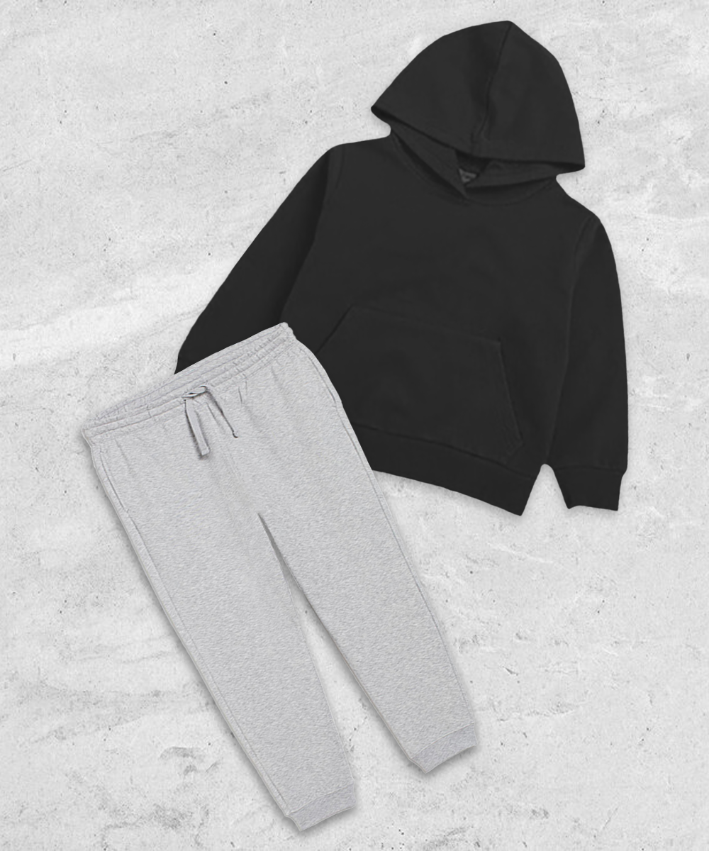 Basic Black Hoodie Set for Kids