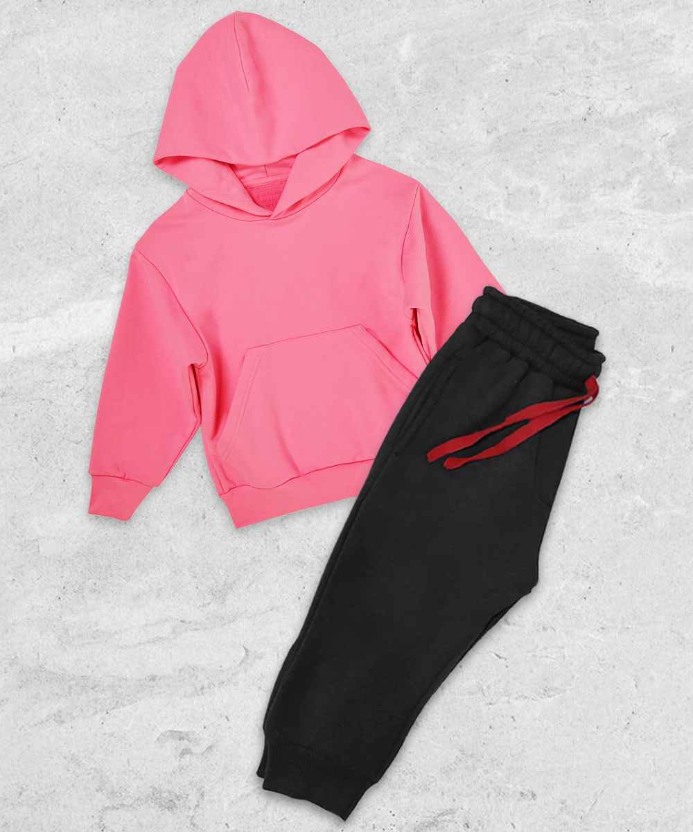 Basic Pink Hoodie Set for Kids