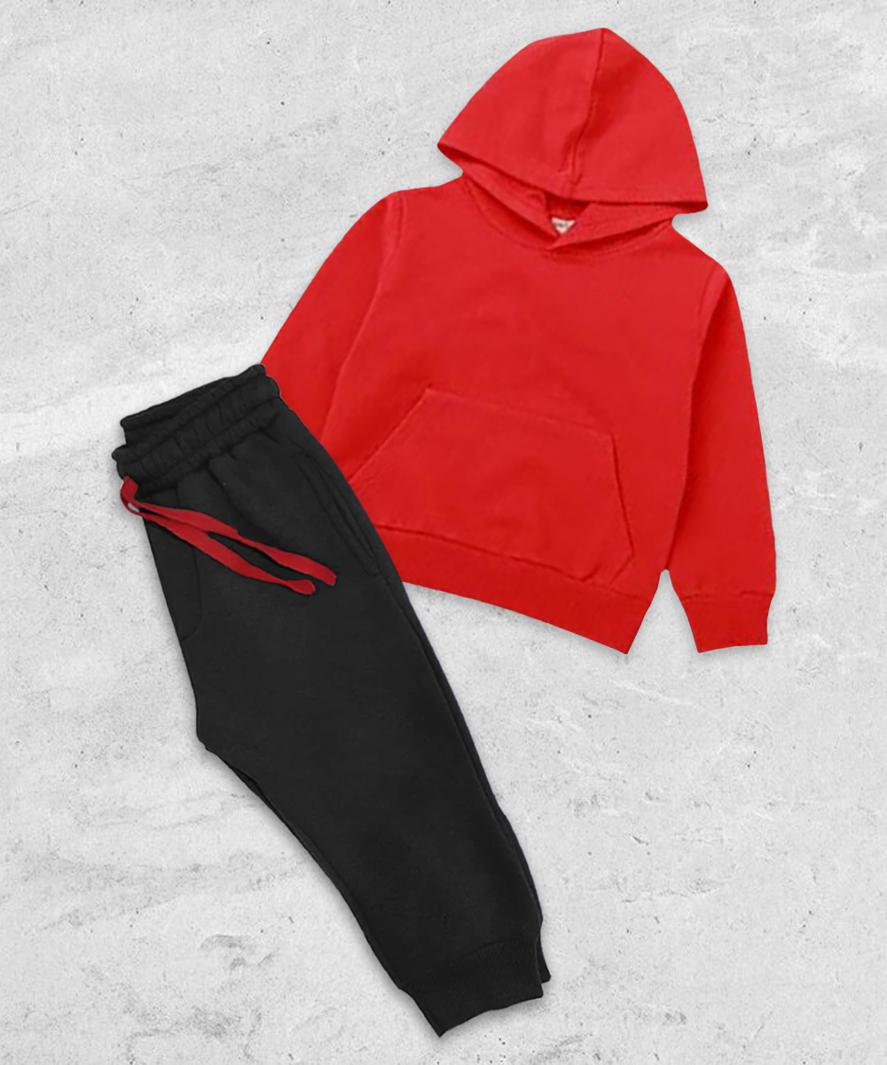 Basic Red Hoodie Set for Kids