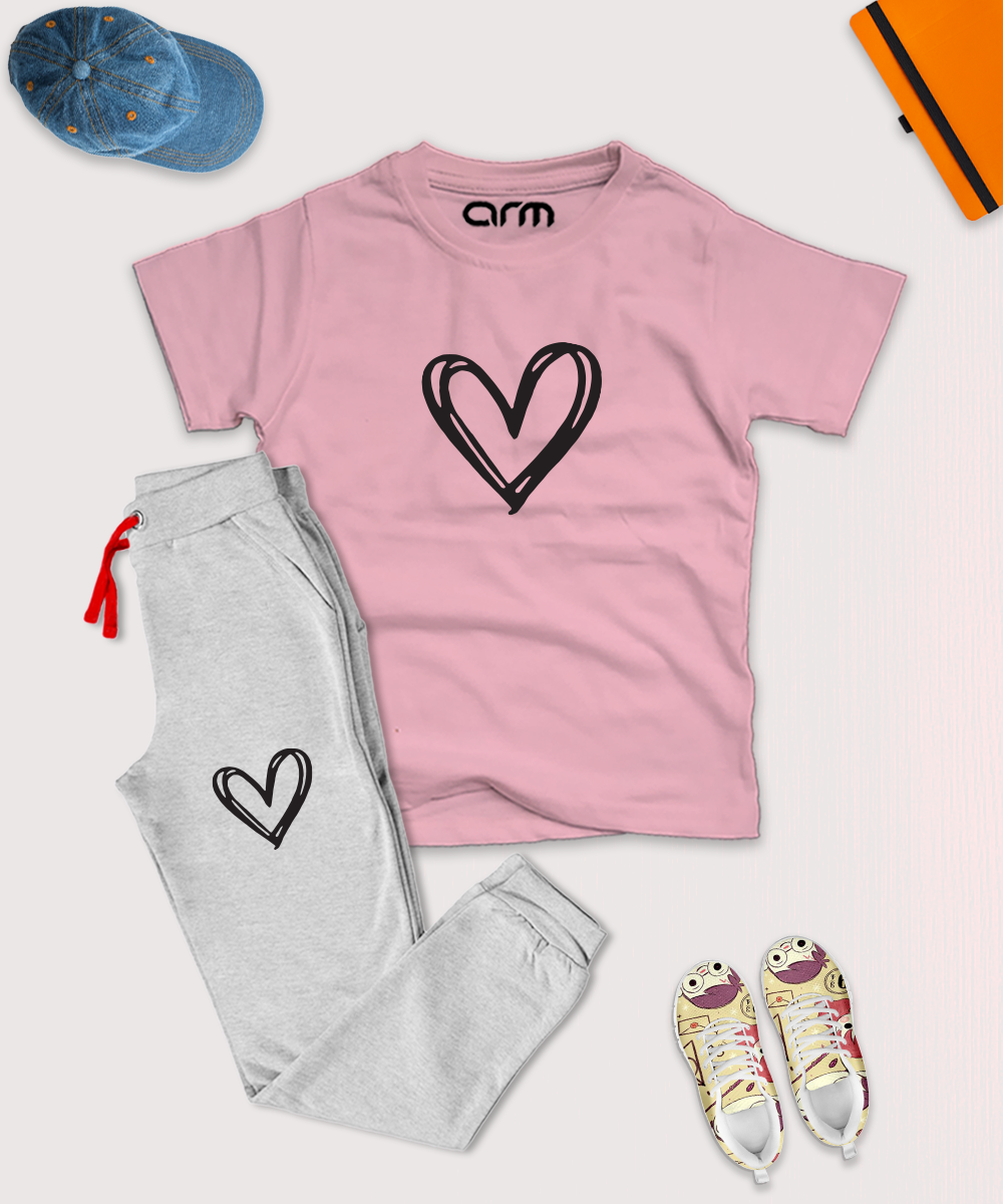 Double Heart Tee & Trouser for Kids