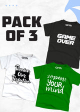 Pack of 3 T-Shirt For Kids - GAME - MIND - PASSION