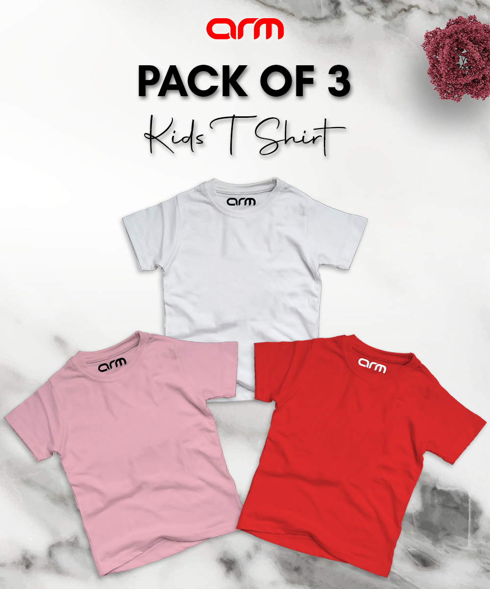 Pack of 3 Basic T-Shirt For Kids