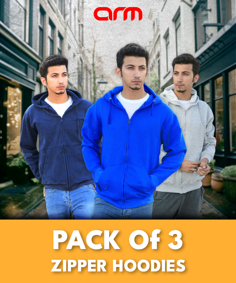 Pack of 3 Basic Zipper Hoodies