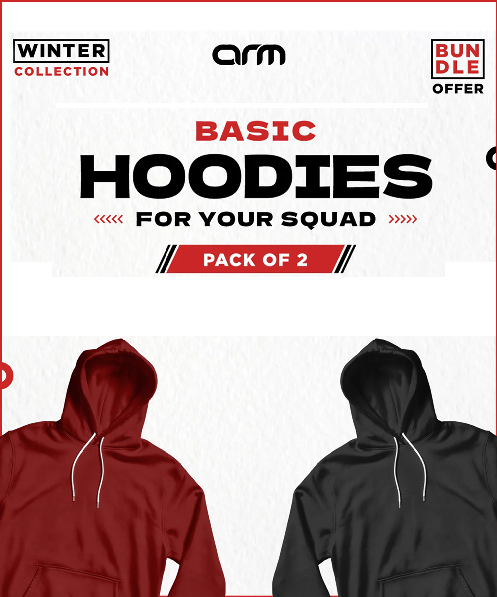 Pack of 2 Basic Pull Over Hoodies