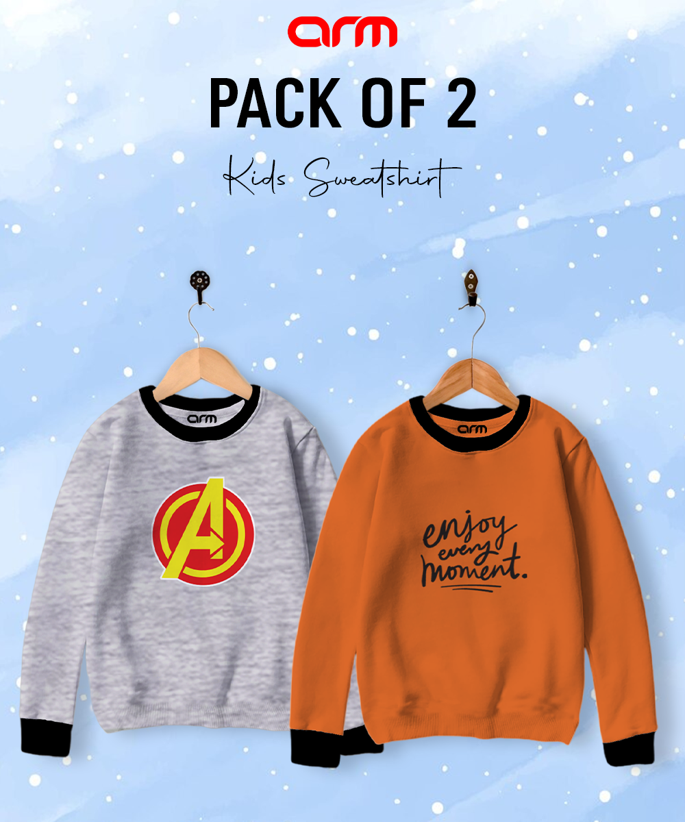 Pack of 2 Contrast Rib Sweat Shirts (AVENGERS-ENJOY)