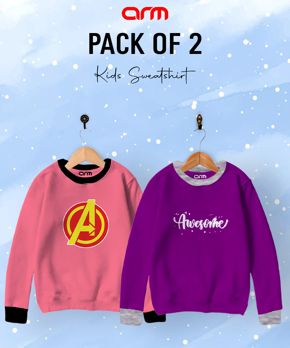 Pack of 2 Contrast Rib Sweat Shirts (AWSOME-AVENGERS)