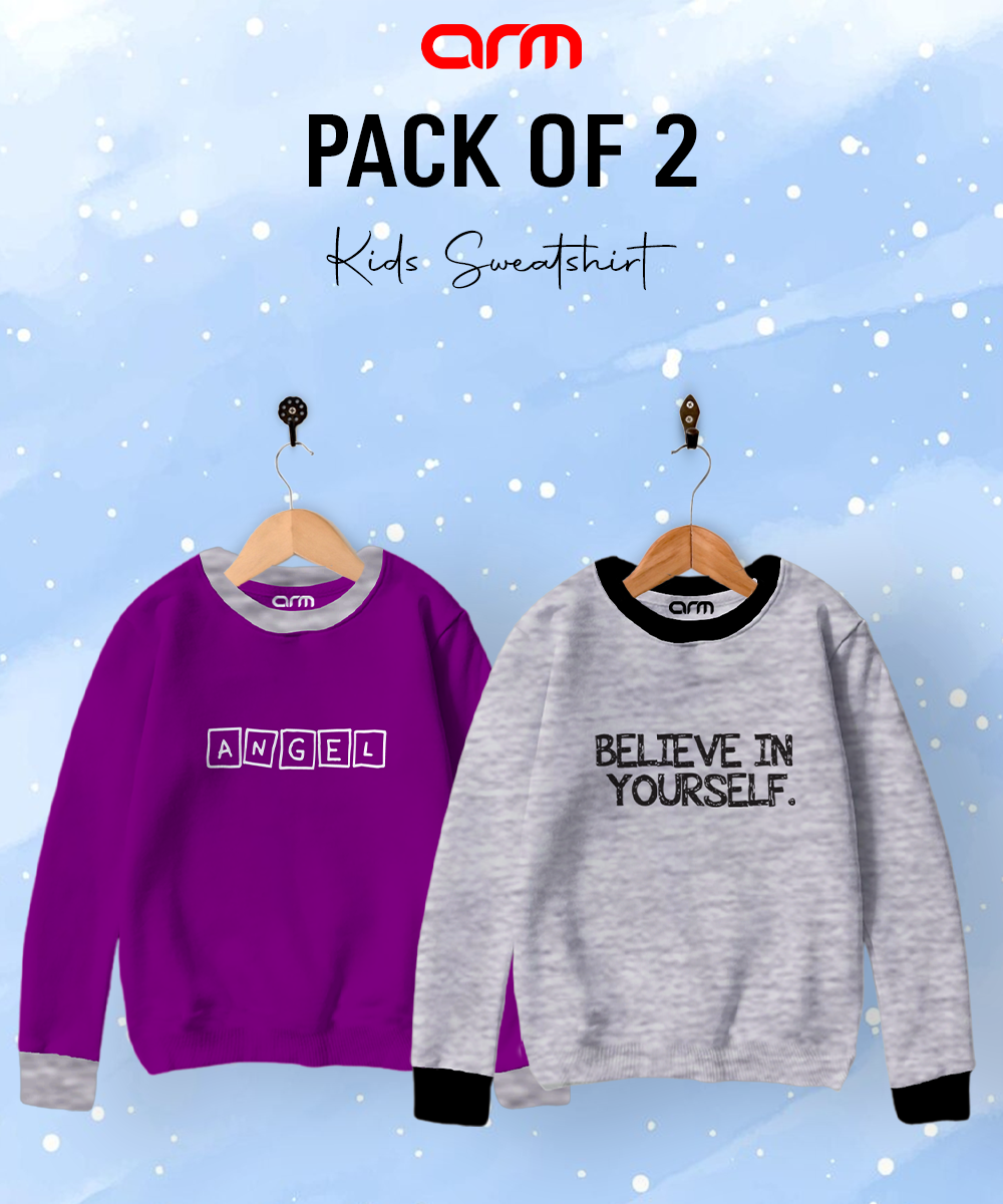 Pack of 2 Contrast Rib Sweat Shirts (BELIEVE-ANGEL)