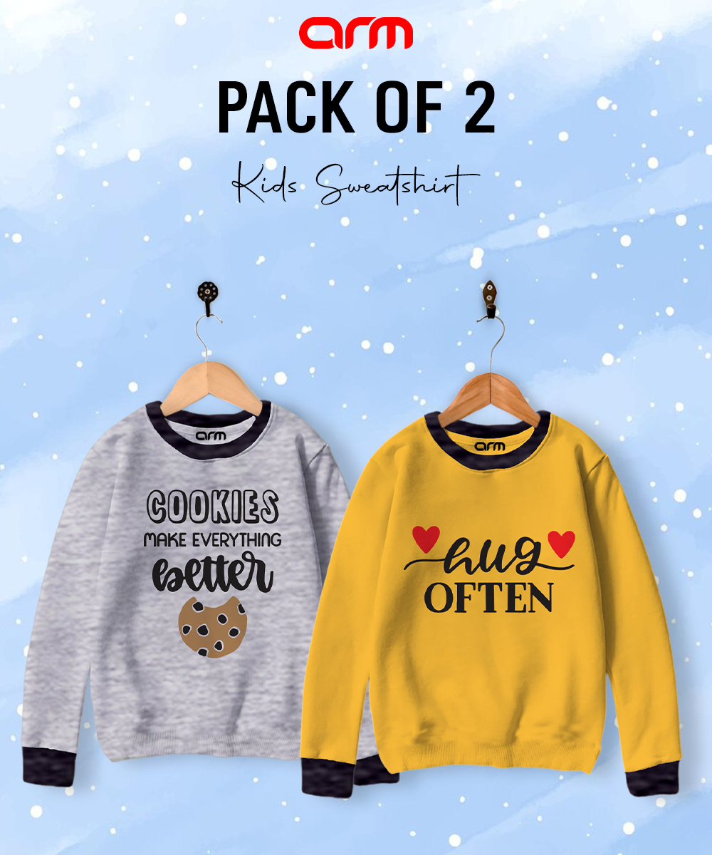 Pack of 2 Contrast Rib Sweat Shirts (HUG-COOKIEBETTER)