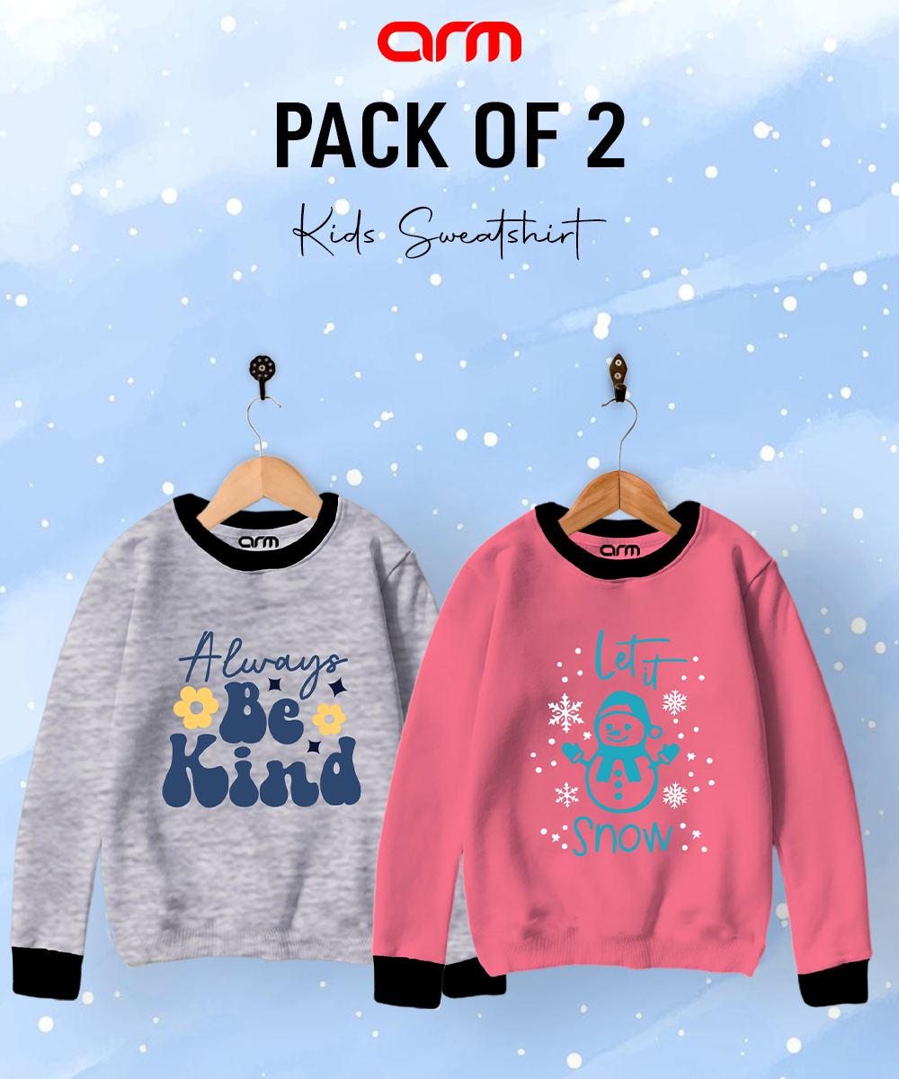 Pack of 2 Contrast Rib Sweat Shirts (LETITSNOW-ALWAYSBEKIND)