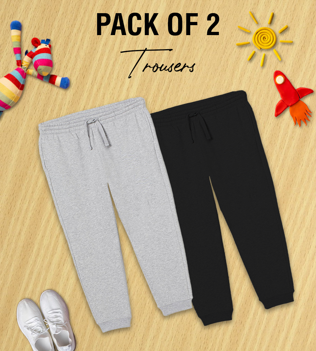 Pack of 2 Basic Trouser for Kids