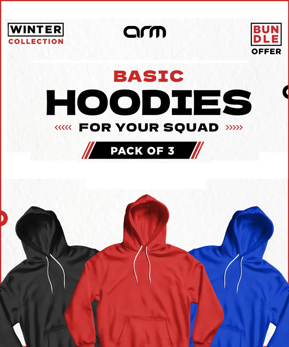Pack of 3 Basic Pull Over Hoodies