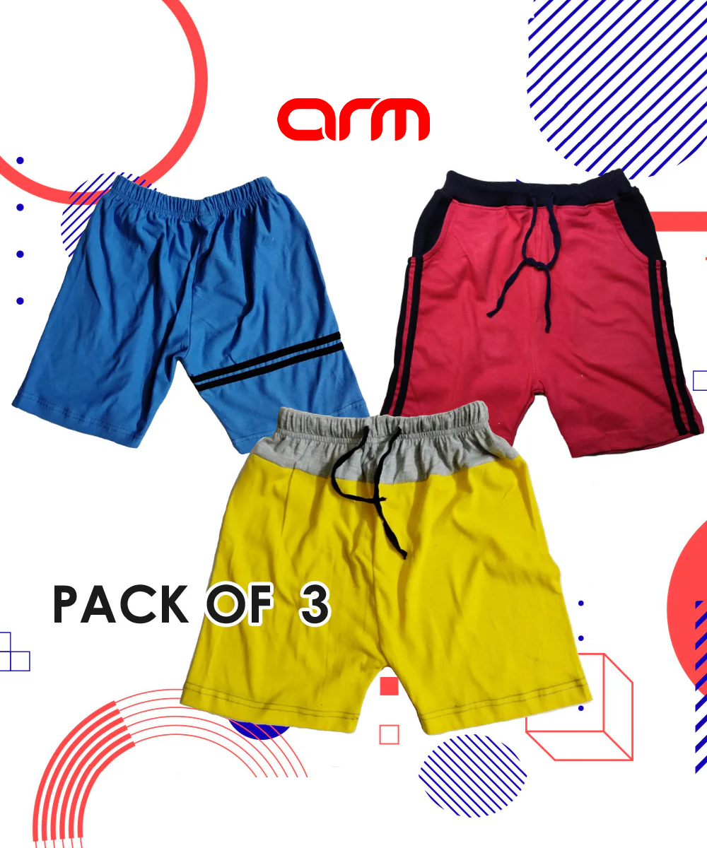 Pack of 3 Shorts For Kids - 01 (RDBL_RBSTR_YLHG)