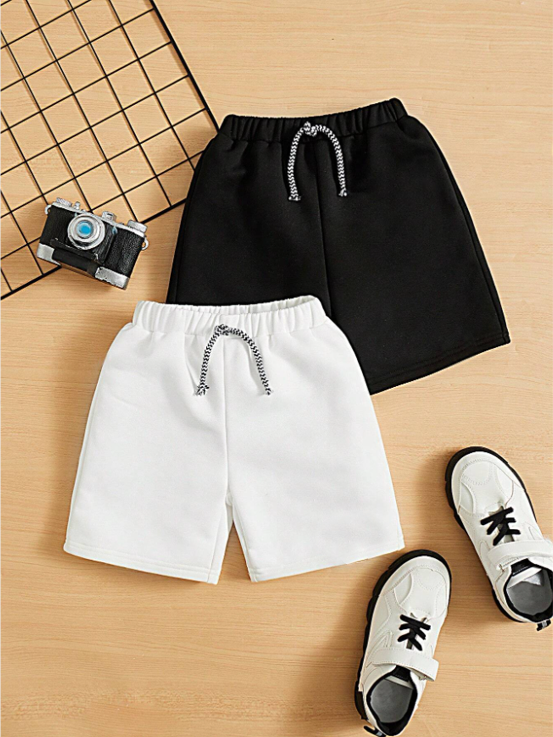 Pack of 2 Shorts For Kids (Black & White)