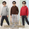 Pack of 3 Basic Hoodie & Trouser Sets for Kids