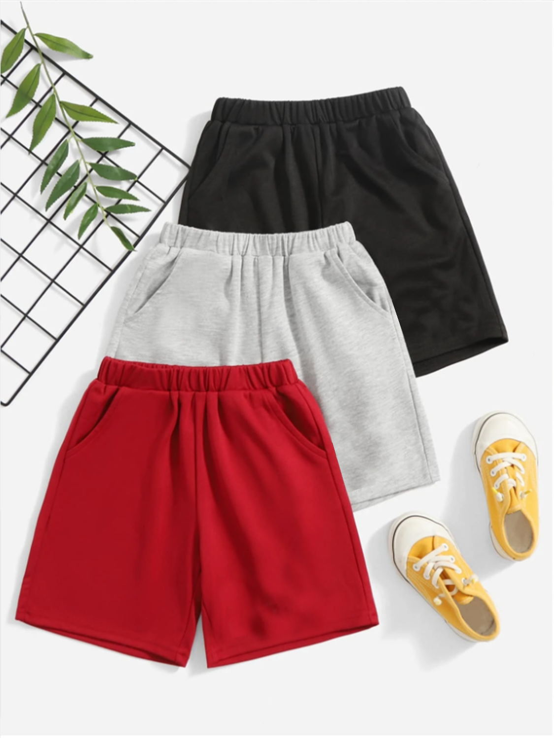 Pack of 3 Basic Shorts (Black, Heather Gray & Red)