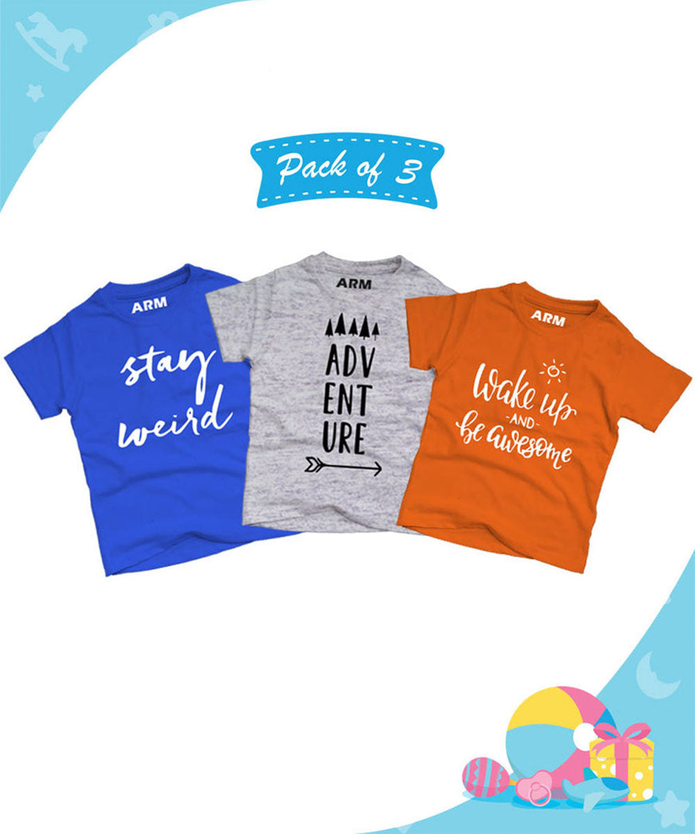 Pack of 3 T-Shirt For Kids - STAY-ADVB-WAKE