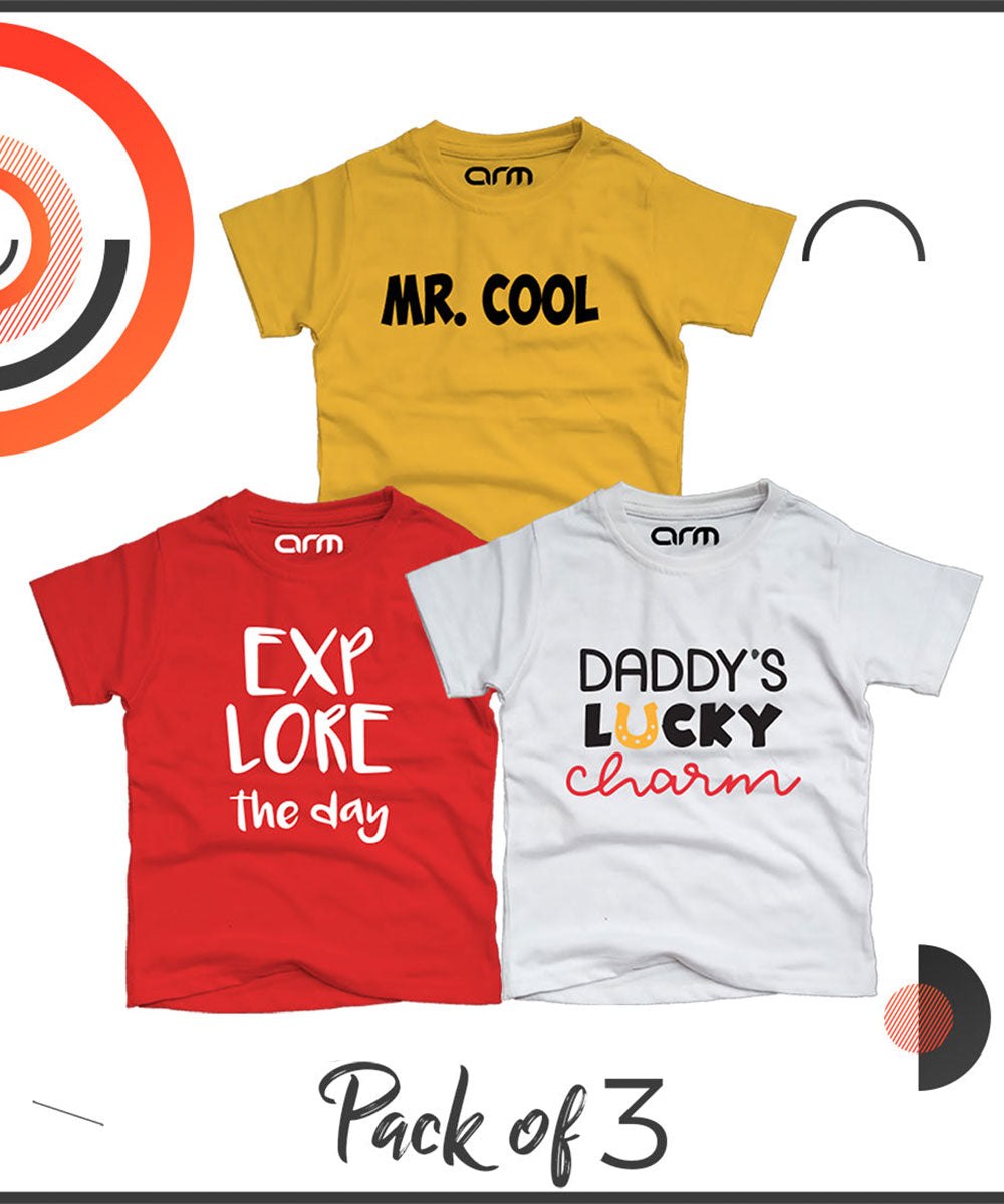 Pack of 3 T-Shirt For Kids - (MRCOOL-EXPLORE-DADDYLUCKY)