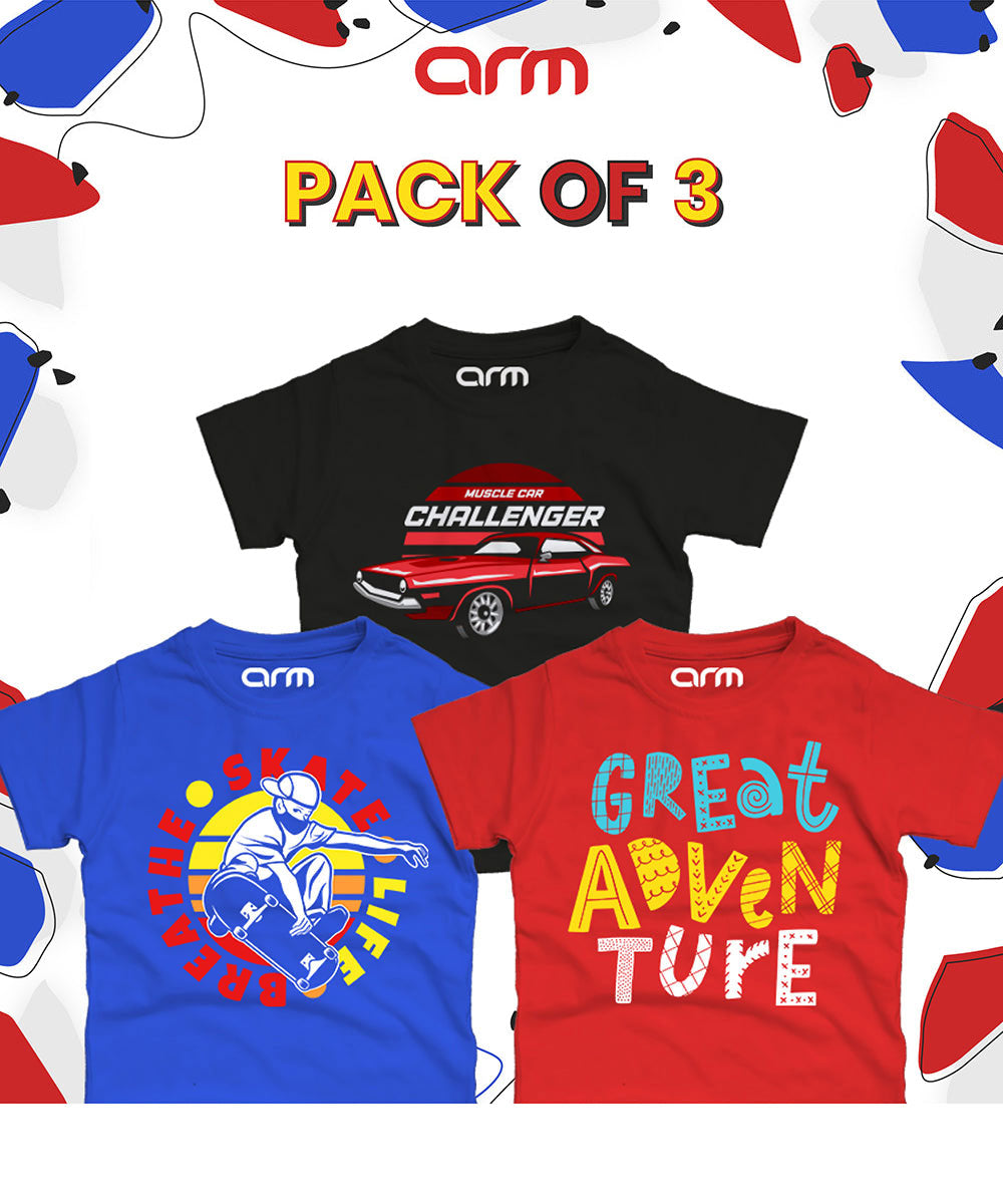 Pack of 3 T-Shirt For Kids - (SKATE-CHALLENGER-ADV5)