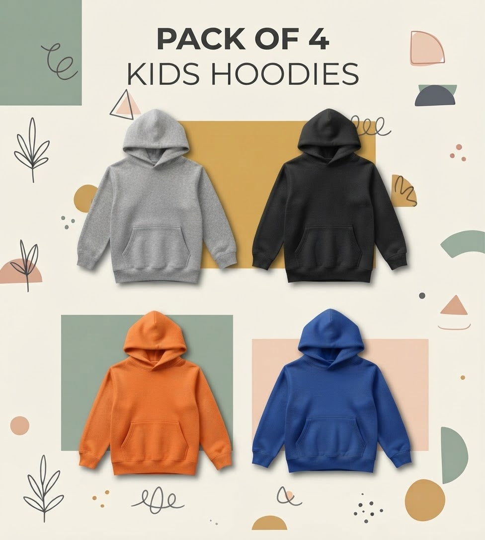 Pack of 4 Basic Hoodies for Kids