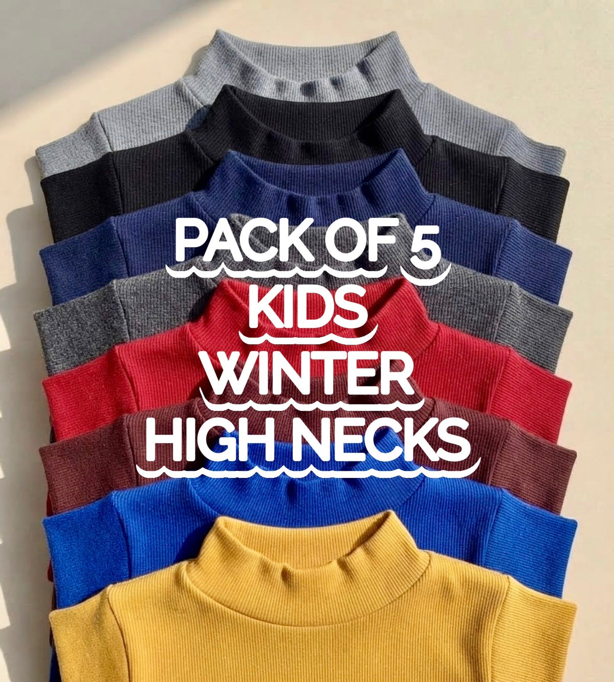 Pack Of 5 Random Color High Necks For Kids