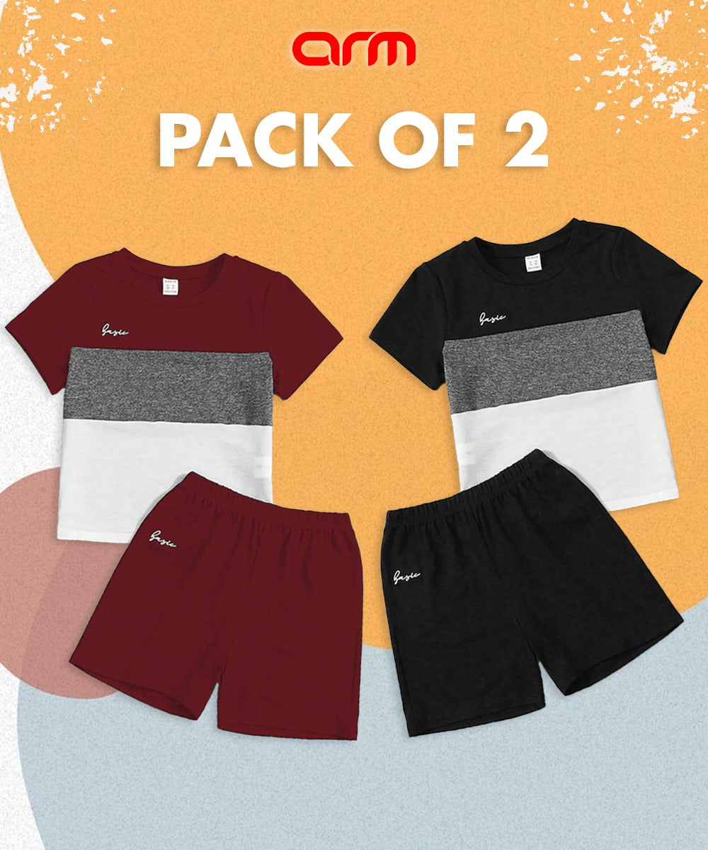 Pack of 2 Panel T-Shirt & Short Set For Kid