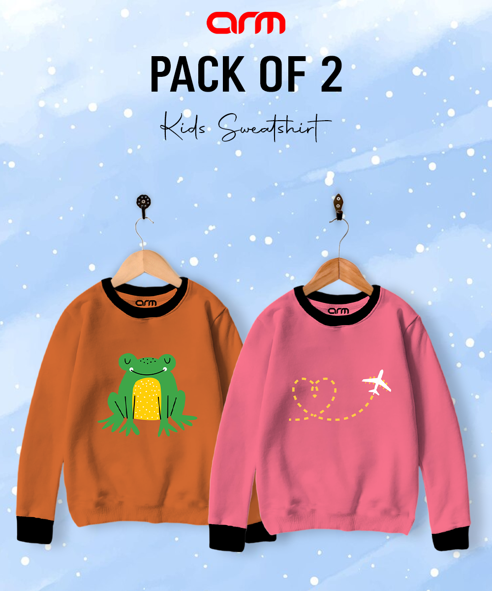 Pack of 2 Contrast Rib Sweat Shirts (AEROPLANE-FROG)