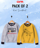 Pack of 2 Contrast Rib Sweat Shirts (DADDYCHARM-DINO)