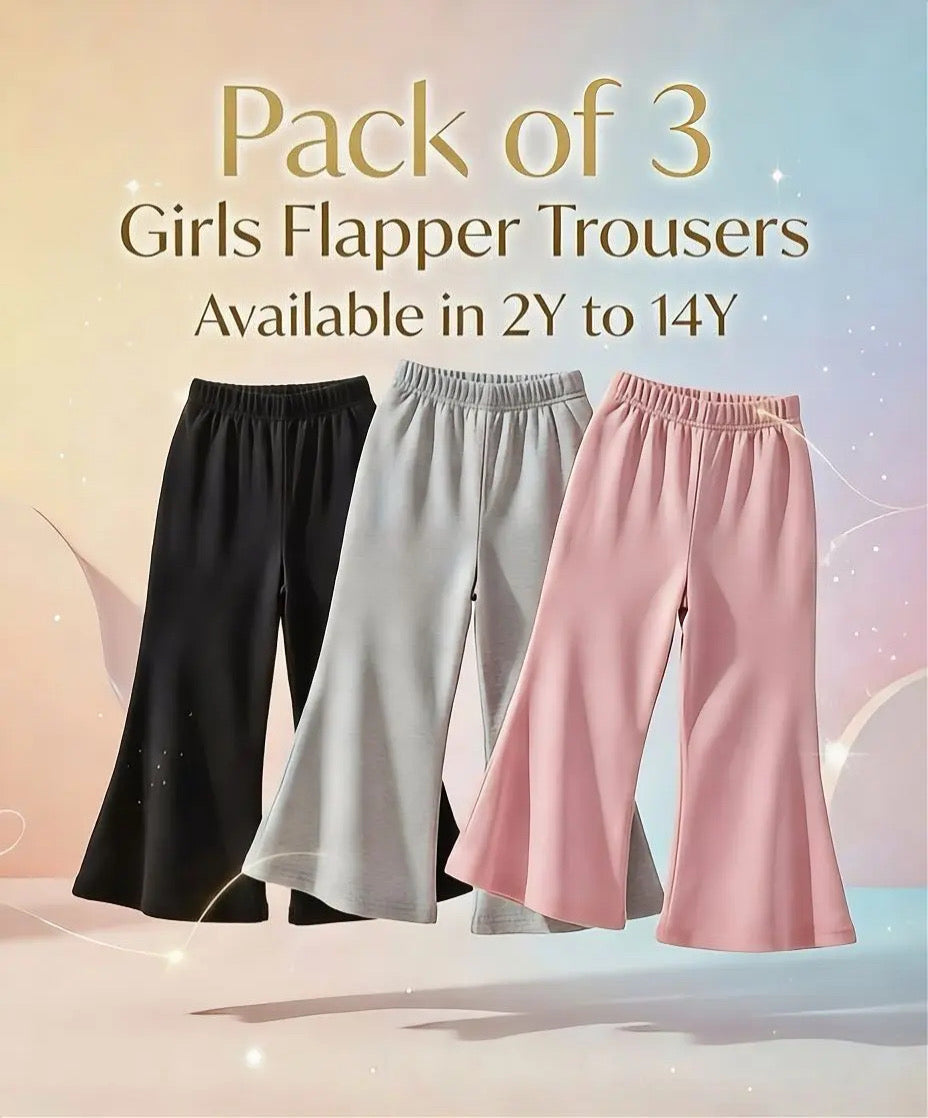 Pack of 3 Basic Flapper Trouser for Girls (Summer)