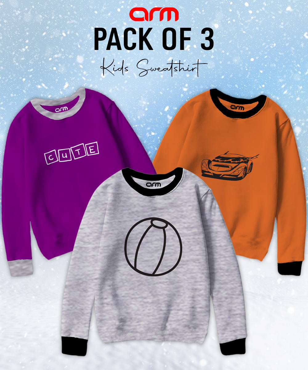 Pack of 3 Contrast Rib Sweat Shirts (BBALL-SCAR-CUTE)
