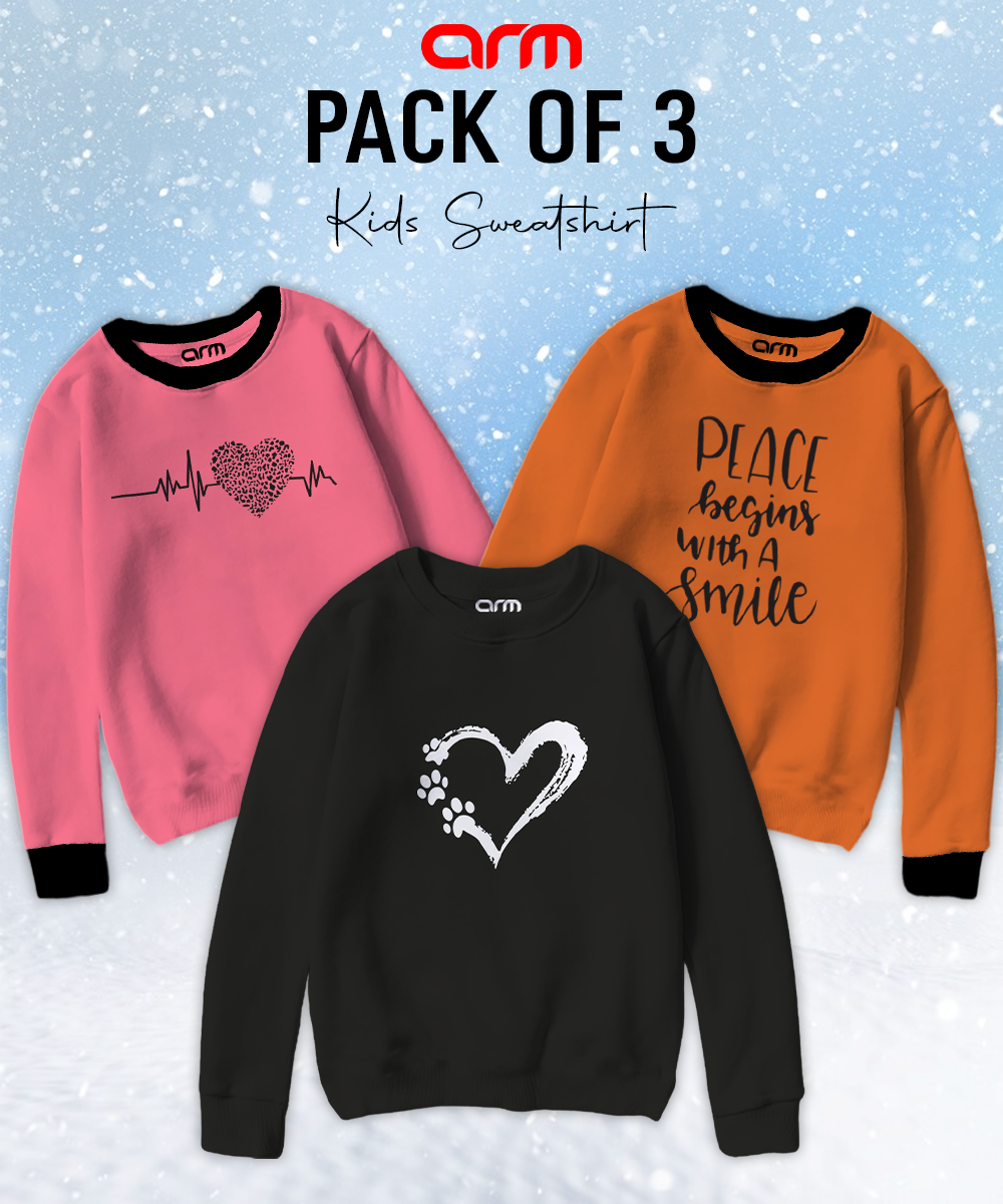Pack of 3 Contrast Rib Sweat Shirts (HFOOT-HBEAT-PEACE)