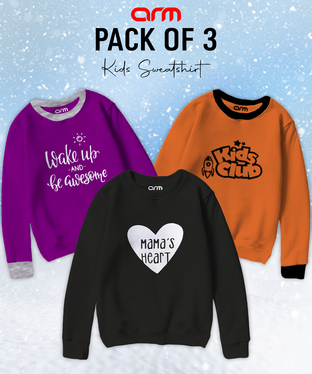 Pack of 3 Contrast Rib Sweat Shirts (KCLUB-WAKEUP-MAMASHEART)