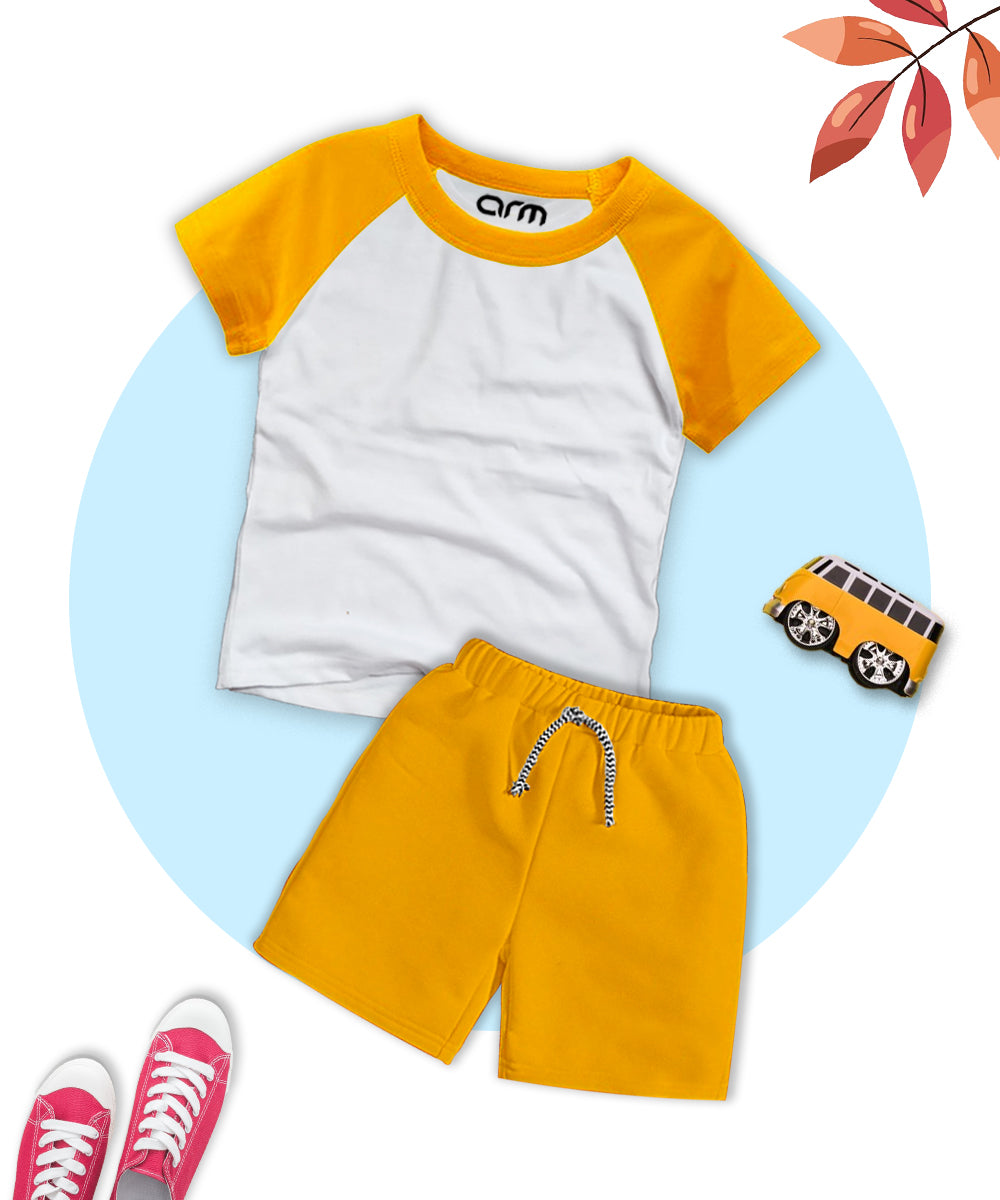 Yellow Basic Raglan Short Set