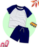 Navy Blue Basic Raglan Short Set