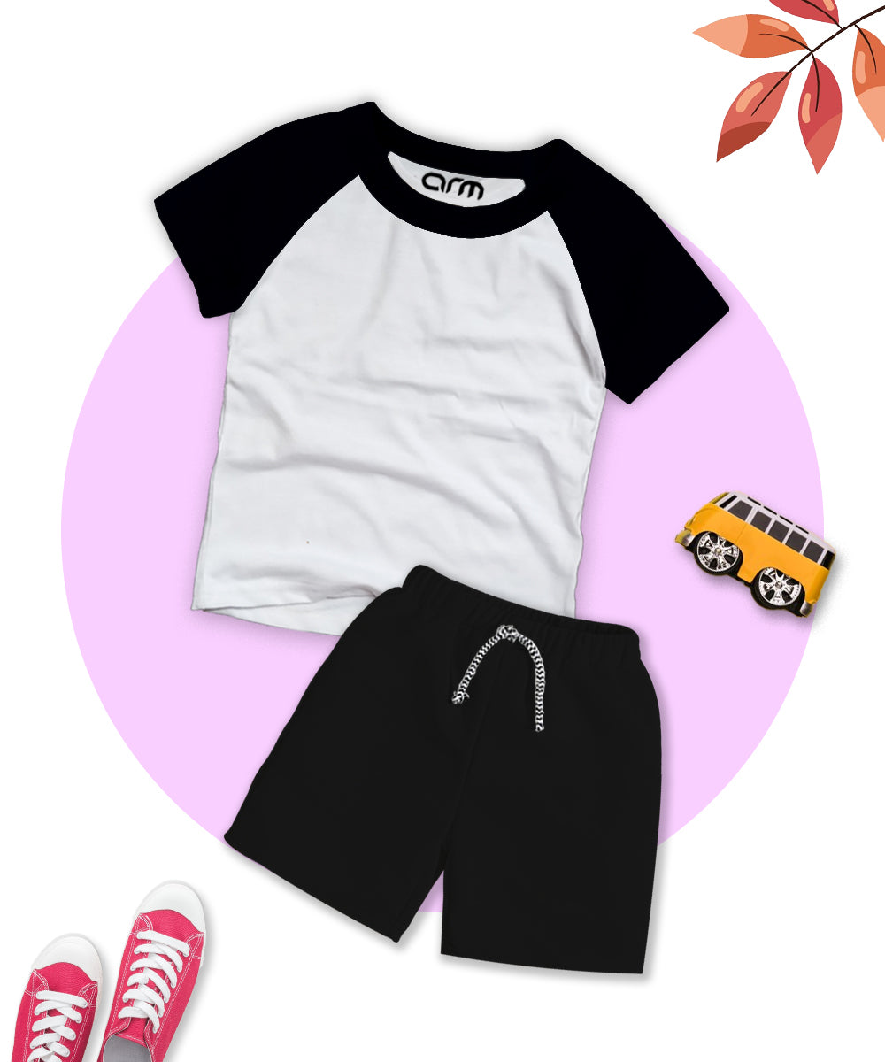 Black Basic Raglan Short Set