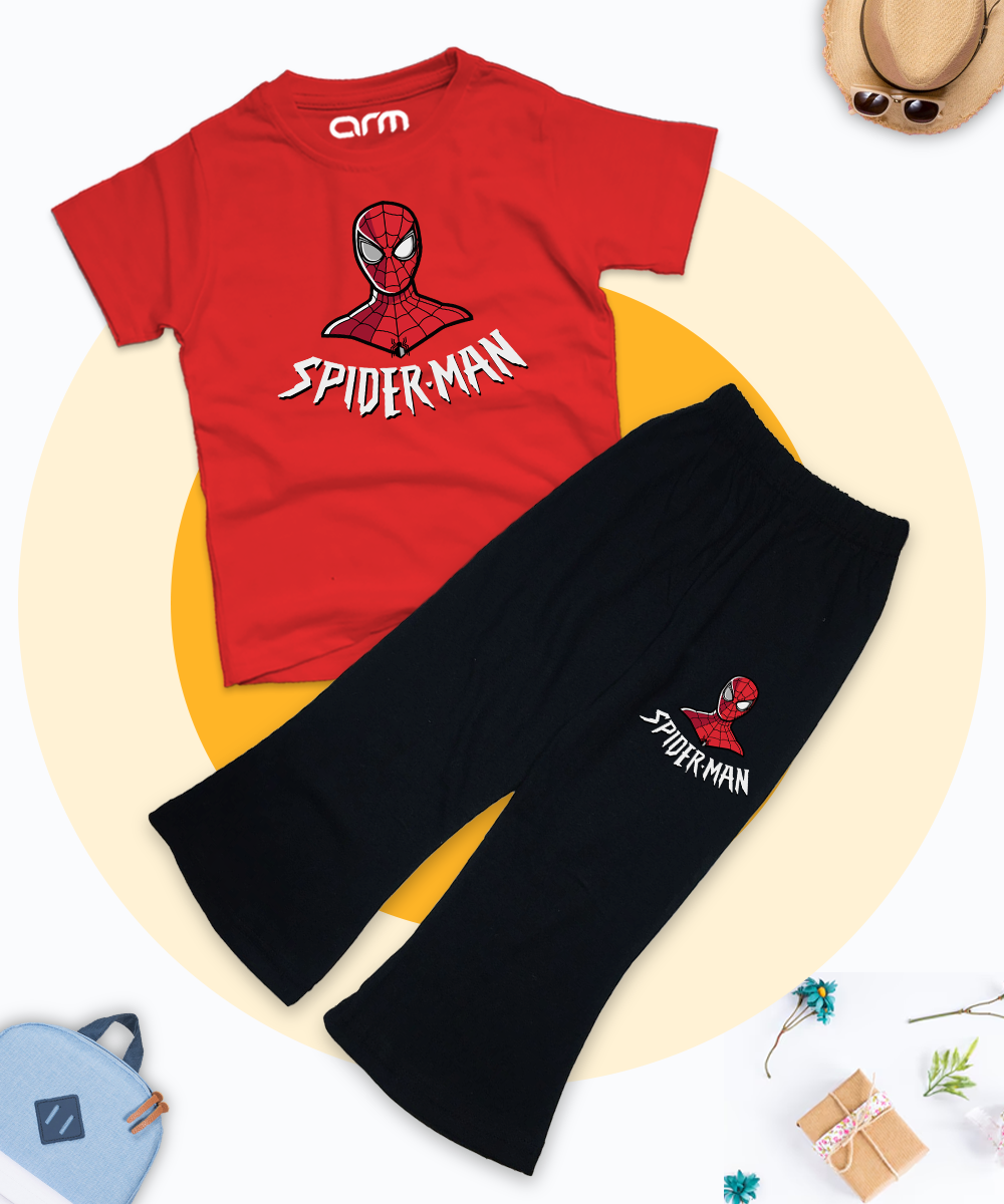 Red Spiderman Tee & Trouser for Kids