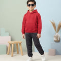 Basic Red Hoodie & Trouser Set for Kids