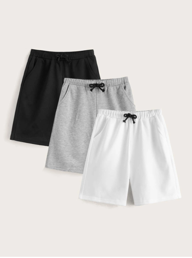 Pack of 3 Basic Shorts (Black, Heather Gray & White)