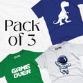 Pack of 3 T-Shirt For Kids - DINO - GAME - ASTR