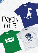 Pack of 3 T-Shirt For Kids - DINO - GAME - ASTR