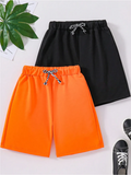 Pack of 2 Shorts For Kids (Black & Orange)