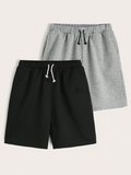 Pack of 2 Shorts For Kids (Black & Heather Gray)