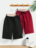Pack of 2 Shorts For Kids (Black & Red)