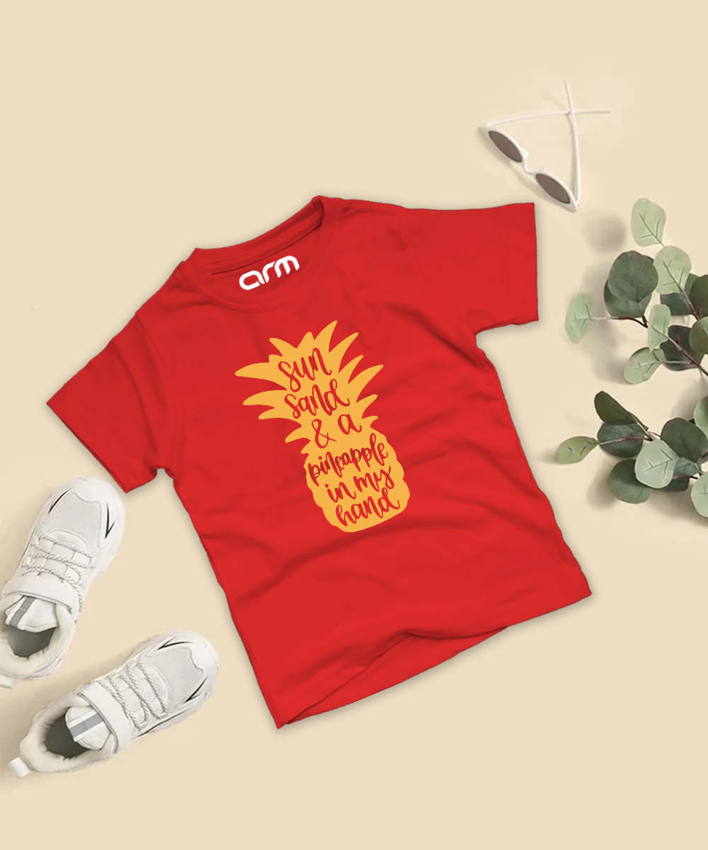 Sun Sand And A PineApple in my Hand T-Shirt For Kids