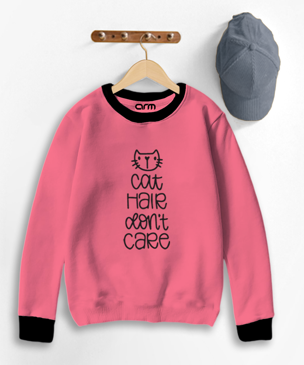 Cat Hair Contrast Sweat Shirt for Kids