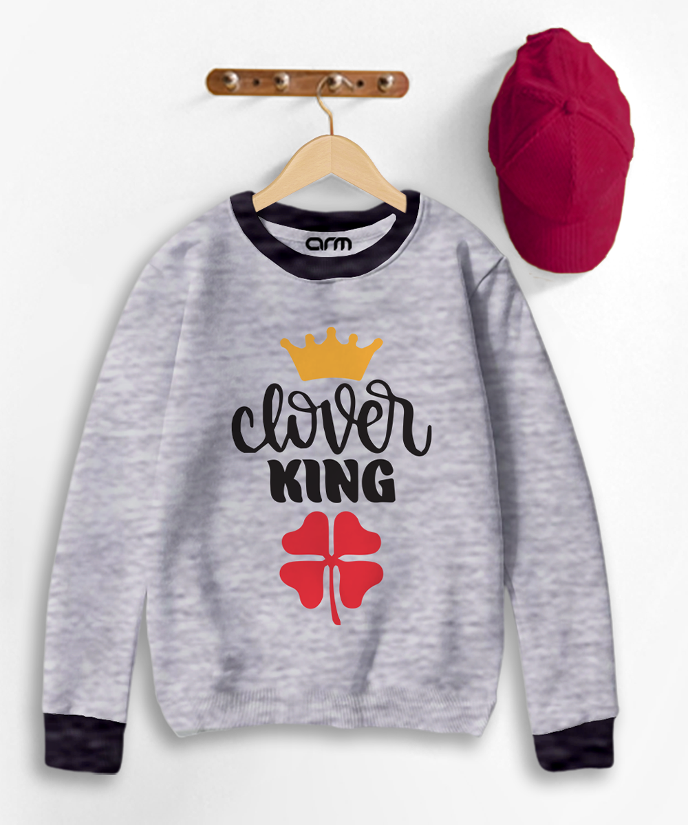 Clever King Contrast Sweat Shirt for Kids