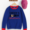 Daddy Lucky Charm Contrast Sweat Shirt for Kids