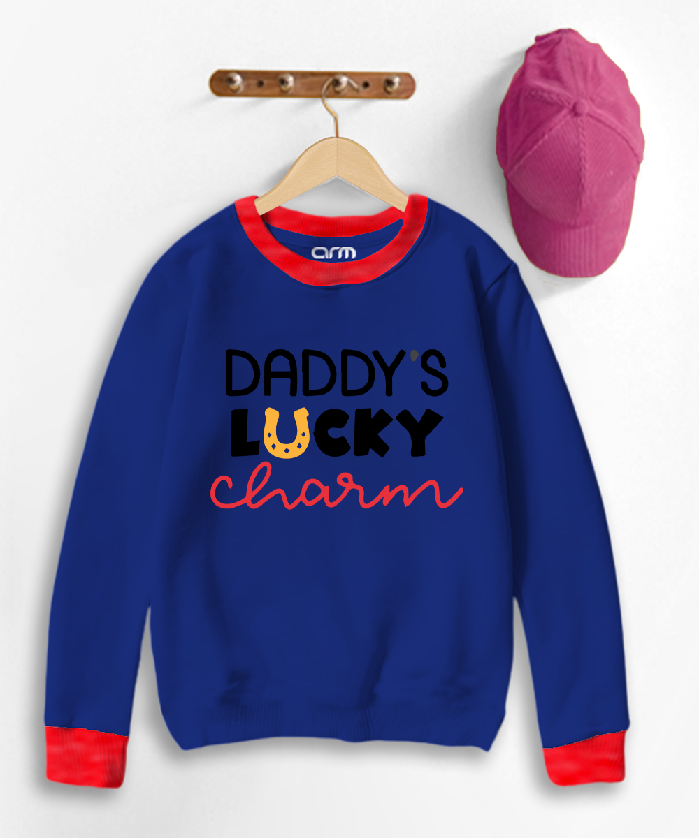 Daddy Lucky Charm Contrast Sweat Shirt for Kids