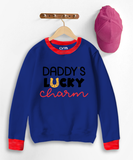 Daddy Lucky Charm Contrast Sweat Shirt for Kids